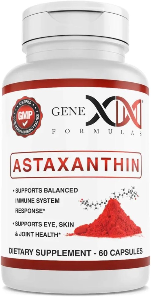 GENEX 12mg Astaxanthin Softgels (60 capsule) Antiossidante naturale per occhio, pelle e Joint Health & Immune Support - Gluten Free, Non-GMO (60 Day Supply)