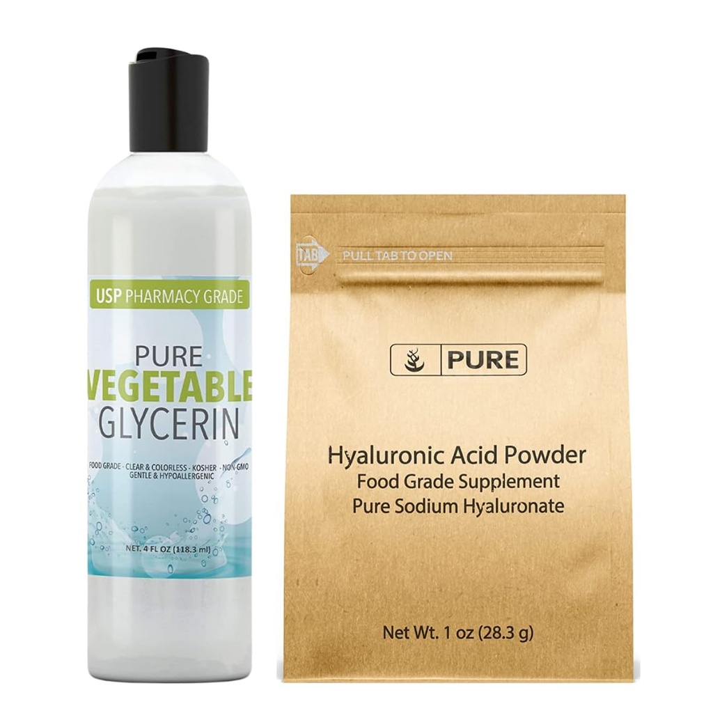 PURE ORIGINAL INGREDIENTI Acido ialuronico e Bundle di glicerina vegetale, varie dimensioni, Grado alimentare, Oderless