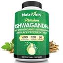 Nutrivein Ashwagandha per uomini e donne - 1600mg - Migliorato con pepe nero - Polvere di radice ad alto assorbimento Ashwagandha Integratori per bilanciamento del mood, sonno riposante, & Focus - 120 capsule vegan