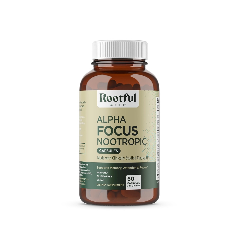 Alpha Focus Nootropic - Memoria e Focus Brain Booster Supplemento con Choline, Citicoline, GPC, L-Tyrosine, Bacopa Monnieri, DMAE, Gingko Biloba, Lion's Mane, Niacinamide - 60 capsule