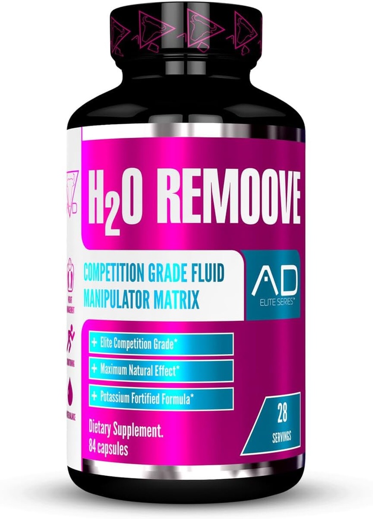 Progetto AD H2O Remoove Nutural Diuretice Water Management System, Contiene una formula di Potassium-Sparing progettato per promuovere un Drier, Leaner e più Vascular Looking Physique (28 Servings)