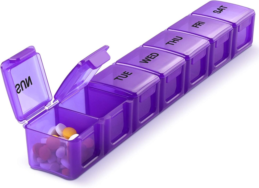 Pill Organizer XL Extra Grandi Case Pillole settimanali e giornalieri per Pillole/Vitamin/Fish Oil/Supplements (Purple)