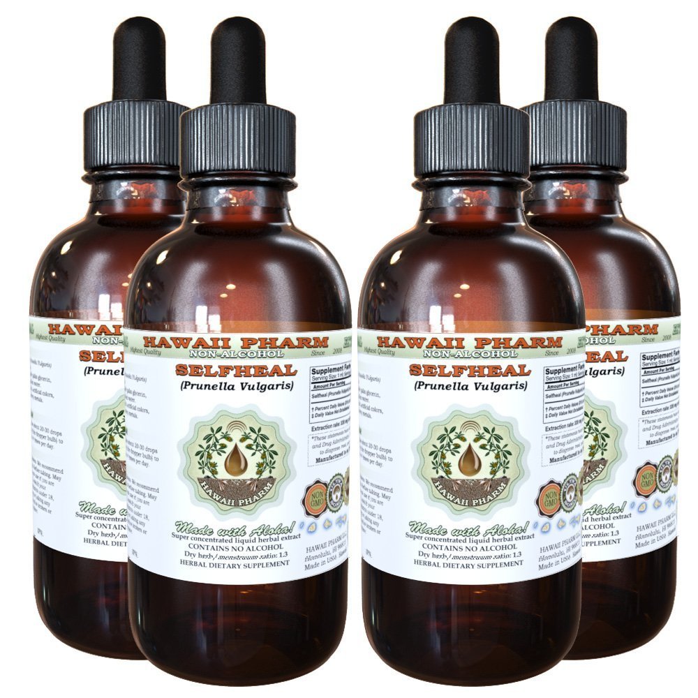 Estratto di liquido privo di alcool autoadesivo, Selfheal organico (Prunella Vulgaris) Dried Herb Glycerite Natural Herbal Supplement, Hawaii Pharm, USA 4x4 fl.oz