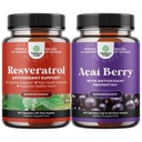 Bundle di capsule di resveratrolo con attivatore Metabolico AMPK per il miglioramento del metabolismo e l'efficienza cellulare e Acai Berry Antiossidante Supporto per le donne e gli uomini per il sistema immunitario e la salute cognitiva