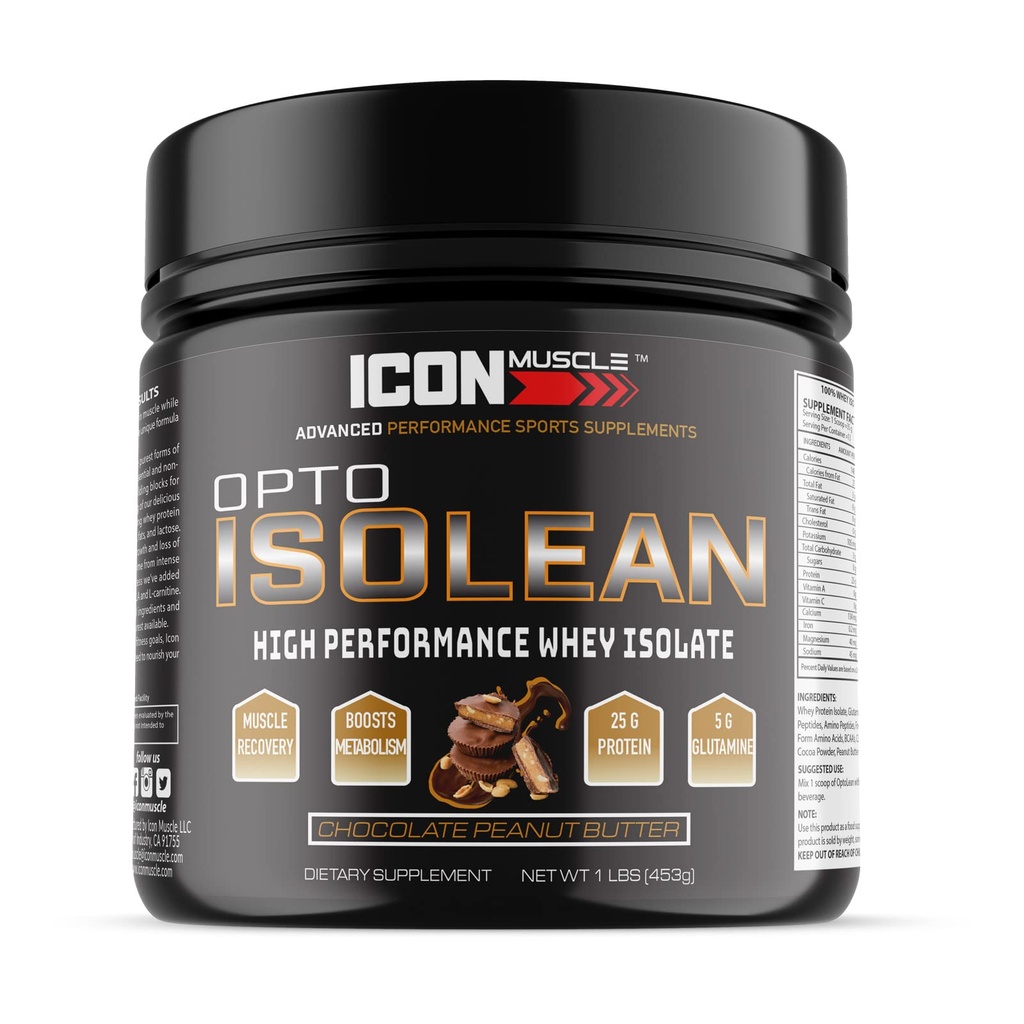 Isolean Whey Protein Isolate Powder, Vanilla, Cioccolato, Fragola, Biscotti e Crema, Caramel salato, Menta al cioccolato, Burro di arachidi al cioccolato, 1 Pound (Chocolate Peanut Butter)