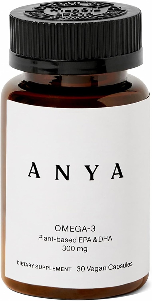 ANYA Omega 3 con 300mg DHA e EPA, ingredienti puliti, non OGM, 100% Vegan, Gluten, Soia e Latticini Free. Supplemento per le donne, vitamina postnatale prenatale per l'allattamento e il supporto alla lattazione
