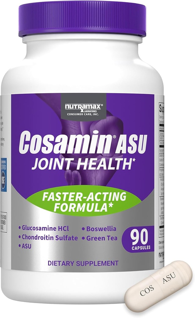 Cosamin Nutramax Laboratori ASU Joint Health Supplement con Glucosamina, Condroitina & ASU per la salute comune degli uomini e delle donne, 90 capsule