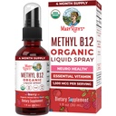 MaryRuth Organics Vitamin B12 Liquid Spray | Vegan, Non OGM, Gluten-Free | USDA Organic Supplement | Energy & Nervous System Support | B12 Vitamine per Donne & Uomini | 1.500 mcg | 1 Fl Oz