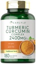 Carlyle curcuma curcuma supplemento 2400mg | 180 capsule di polvere | Complesso di erbe | Non OGM, Formula senza glutine