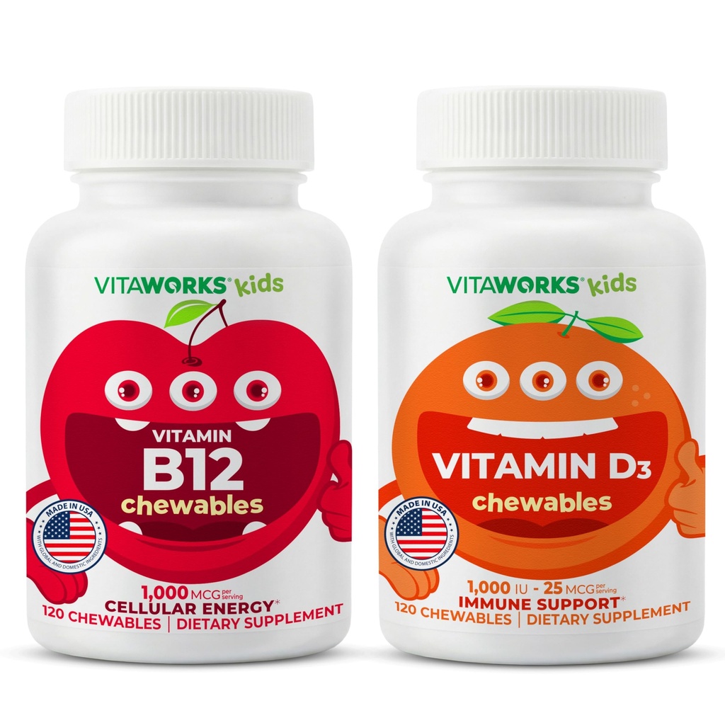 Bambini Vitamina B12 Chewables + Vitamina D3 1000 IU Chewables Bundle