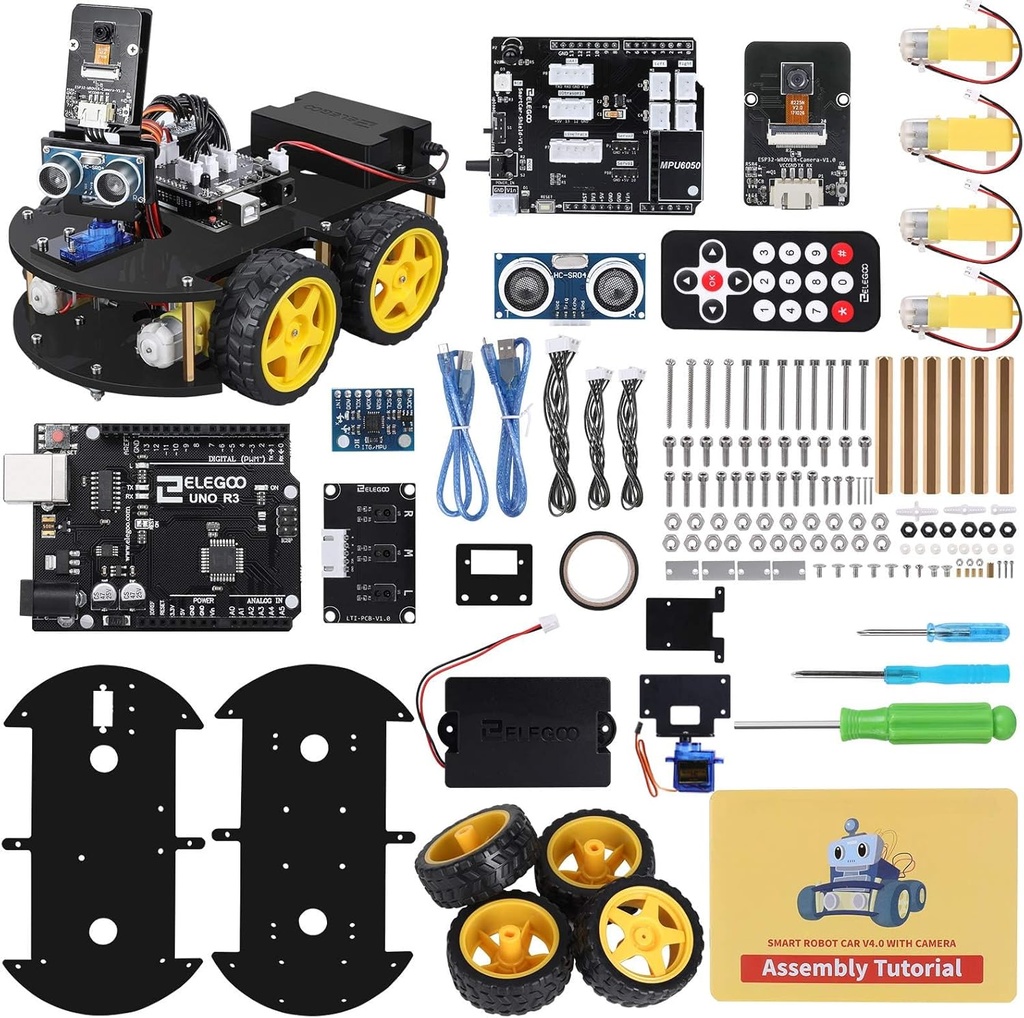 ELEGOO UNO R3 Smart Robot Car Kit V4 per Arduino Robotics for Kids Ages 8-12 12-16 STEM Science Kits Coding Gifts per 8 9 10 11 12 13 15 16 anni Teens Cool Engineering Building Toys
