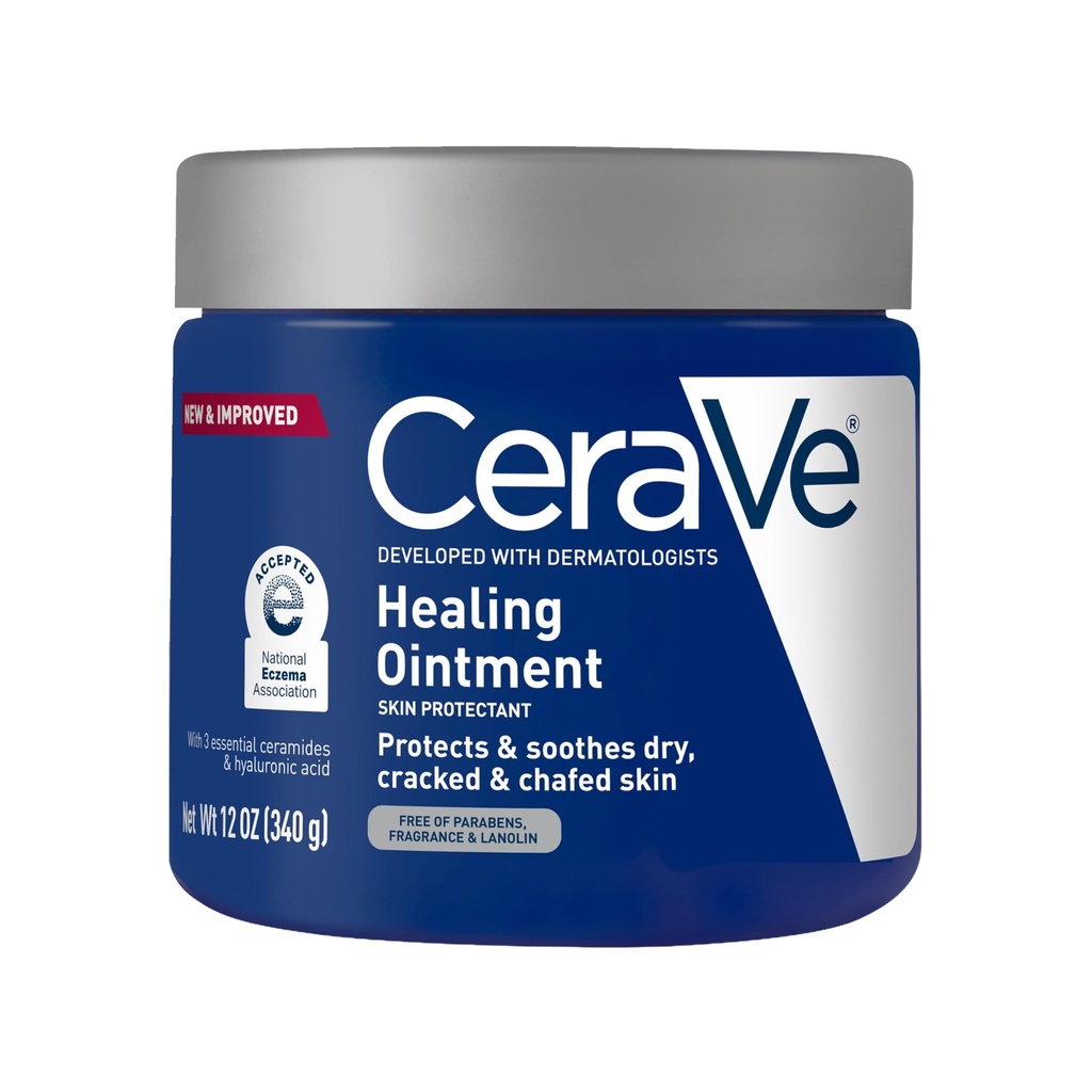 CeraVe Guarnizione Unguento, Idratazione della pelle Protettore Con Petrolatum, Acido Ialuronico & Ceramides, Face & Body Skin Barrier Riparazione Per Cracked, Chafed, Pelle secca, Fragrance Free & Lanolin, 12 Oz