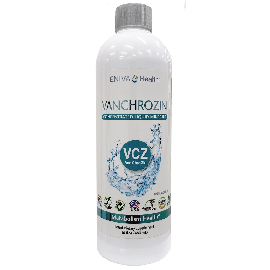 Eniva Health VANCHROZIN Liquid Ionic Minerals Supplement, Vanadium, Chromium & Zinc, Diabetic Friendly, 16 Fl Oz, 96 Serve