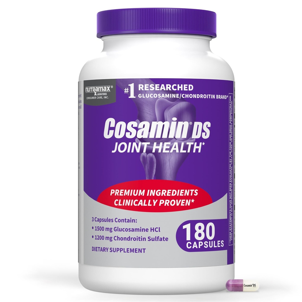 Nutramax Laboratories Cosamin® DS Joint Health Supplement con Glucosamine & Chondroitin per la salute congiunta uomo & donna, 180 capsule