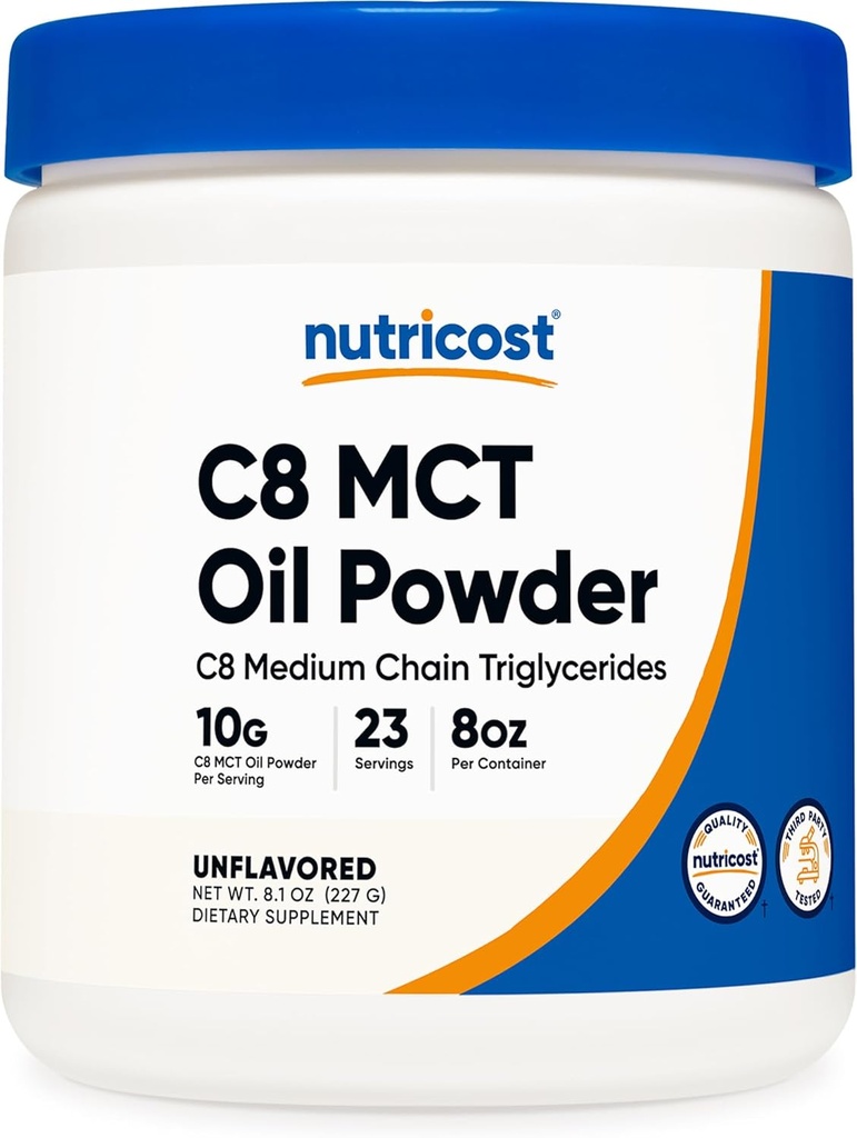 Nutricost C8 MCT olio polvere 23 porzioni (8oz) - 95% C8 MCT olio polvere