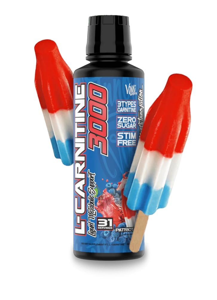 L-Carnitina 3000 Liquido | 3000 mg Carnitina Supplemento | Zero Calorie Zero Sugar Keto Friendly per Uomini e Donne – Grande Tasting| 31 Serve (Patriot Pop, 16 fl. oz.)