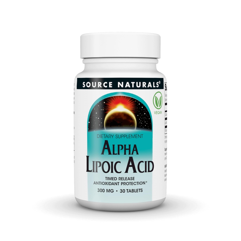 Fonte Naturals Alpha Lipoic Acid - Supporta Metabolismo di zucchero sano, Funzione di fegato & Generazione di energia*, 300mg - 30 compresse di rilascio di tempo