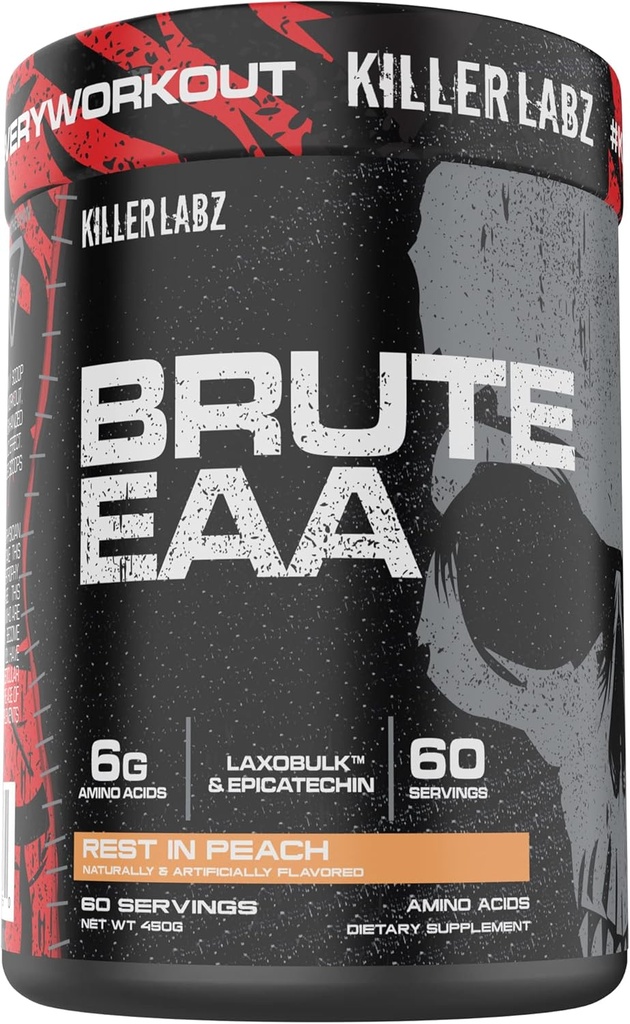 KILLER LABZ Brute EAA catena ramificata e aminoacidi essenziali | 6g di aminoacidi per accelerare il recupero e massa magra Gains 60 Servings (Rest in Peach)