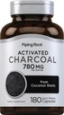 Piping Rock attivato Charcoal Pills | 780 mg | 180 capsule | da Coconut Shells | Non-GMO, Gluten Free Supplement