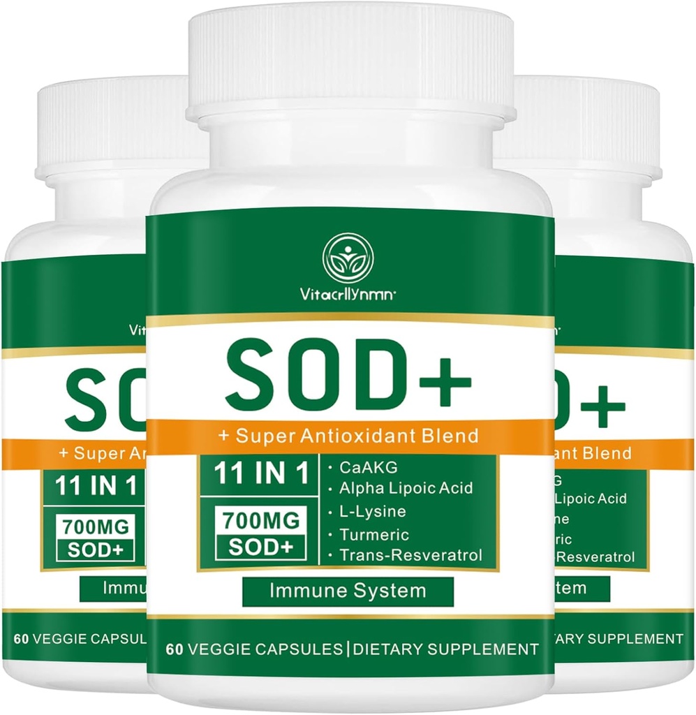 700MG Sod Superoxide Dismutase Supplemento - Supplemento Antiossidante ad alta potenza per la salute cellulare - 180 capsule
