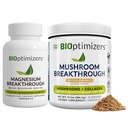 BiOptimizers Magnesium Breakthrough 4.0, (60 capsule) & Mushroom Breakthrough Powder ( Caramel salato, 15 selezioni) - Sonno naturale e cervello Superfood & Supplement Bundle