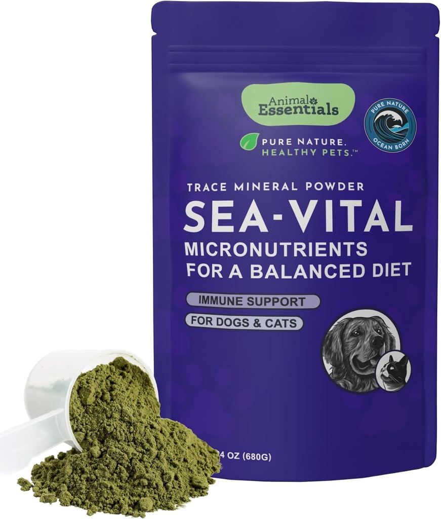 Animal Essentials Ocean Kelp per cani e gatti - supporto tiroideo, supplemento tiroideo, kelp mare, polvere di Kelp, supplemento minerale di vassoio - 24 Oz