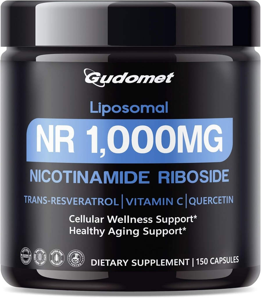 Liposomal NR (Nicotinamide Riboside) con Trans-Resveratrolo, Vitamina C & Quercetin – Supporta il benessere cellulare e l'invecchiamento sano -150 capsule- Made in the USA