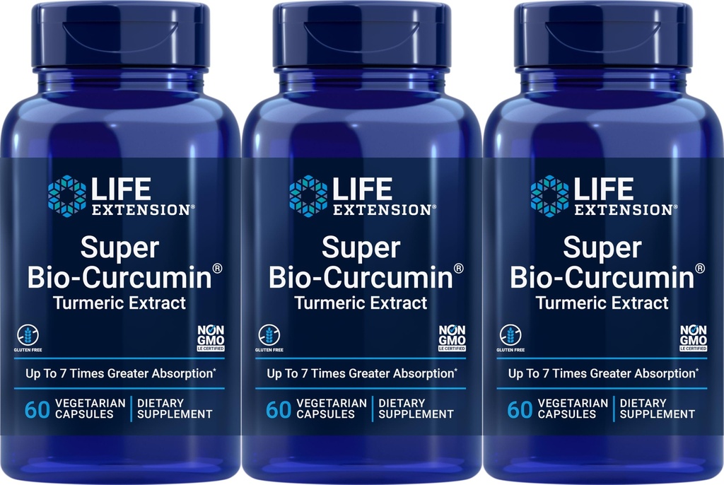 Estensione di vita Super Bio-Curcumin Estratto di curcuma 400 mg, 60 capsule vegetariane (pacchetto di 3)