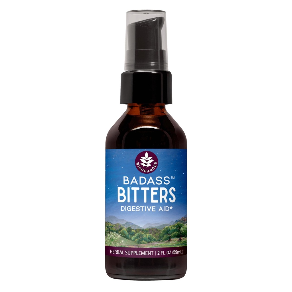 WishGarden Herbs Badass Bitters - All-Natural Bitters Digestive Made with Gentian Root, Orange Peel & Fenugreek Seed, Bitters for Digestion Stimulates Digestive Enzymes Function, Swedish Bitters, 2oz