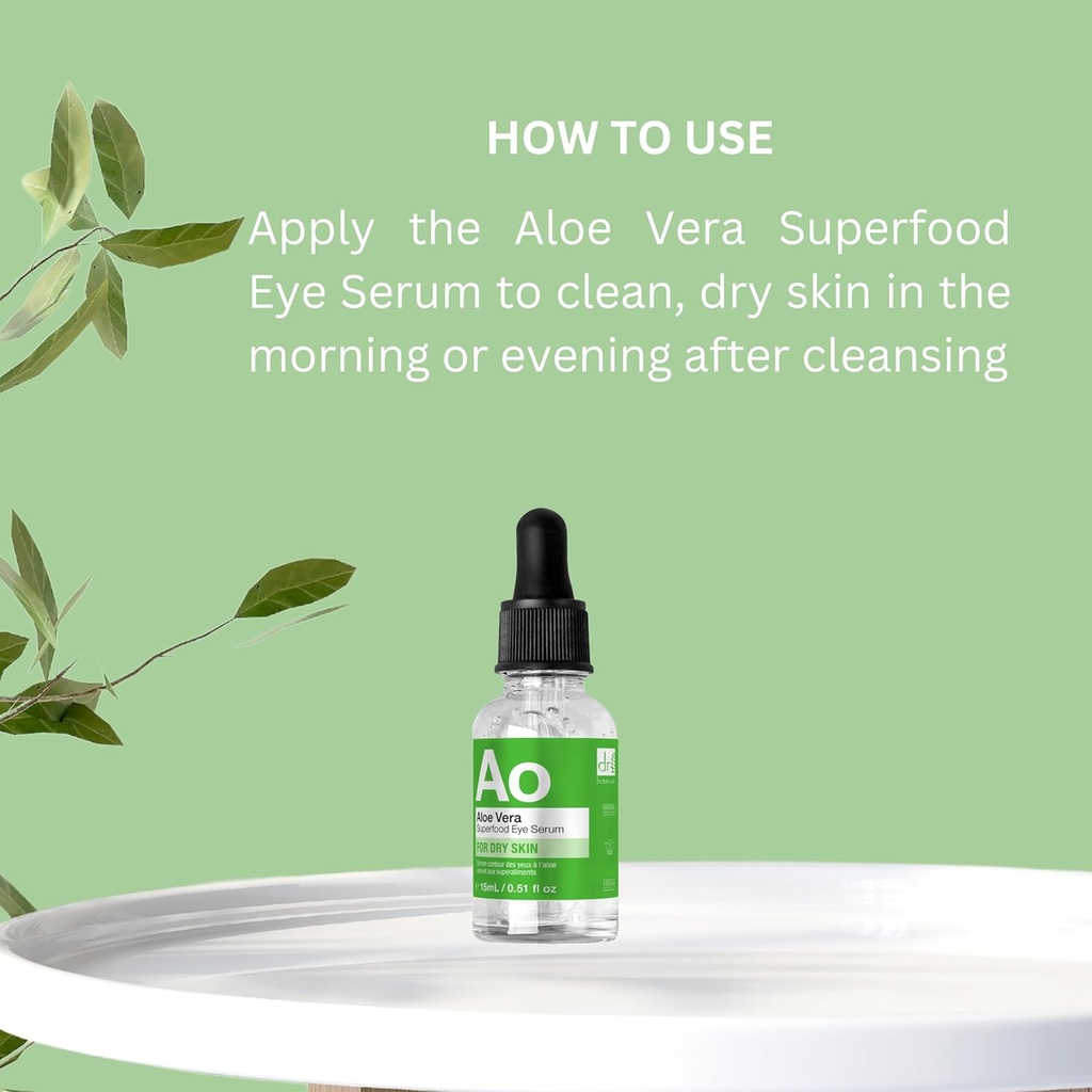 Dr Botanicals Aloe Vera Eye Serum | Eye Serum for Dark Circles and Puffiness - Formula idratante e rilassante per Plump - Ridurre Puffiness and Fine Lines | Under Eye Serum | 0.15 fl oz
