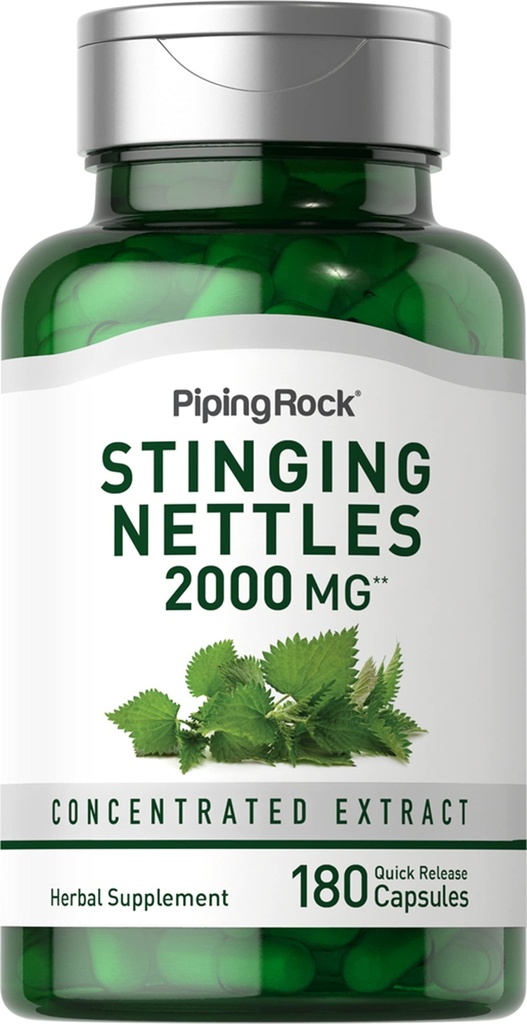 Piping Rock Sting Nettle Capsule 2000 mg | 180 pillole | Estratto di foglie concentrato | Non OGM & Gluten Free Herbal Supplement