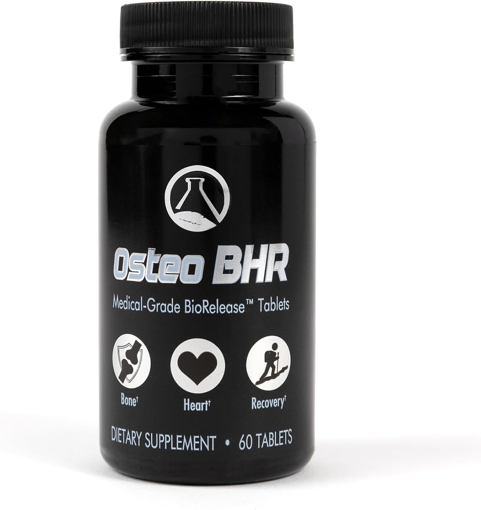 Osteo BHR - 60 Ct Bone Riparazione Supplemento w Ipriflavone, Calcio, Magnesio, Boron, Vitamina K2 & D3 per la salute e il recupero di ossa. Utilizzo ottimale del calcio per il cuore sano e arterie.