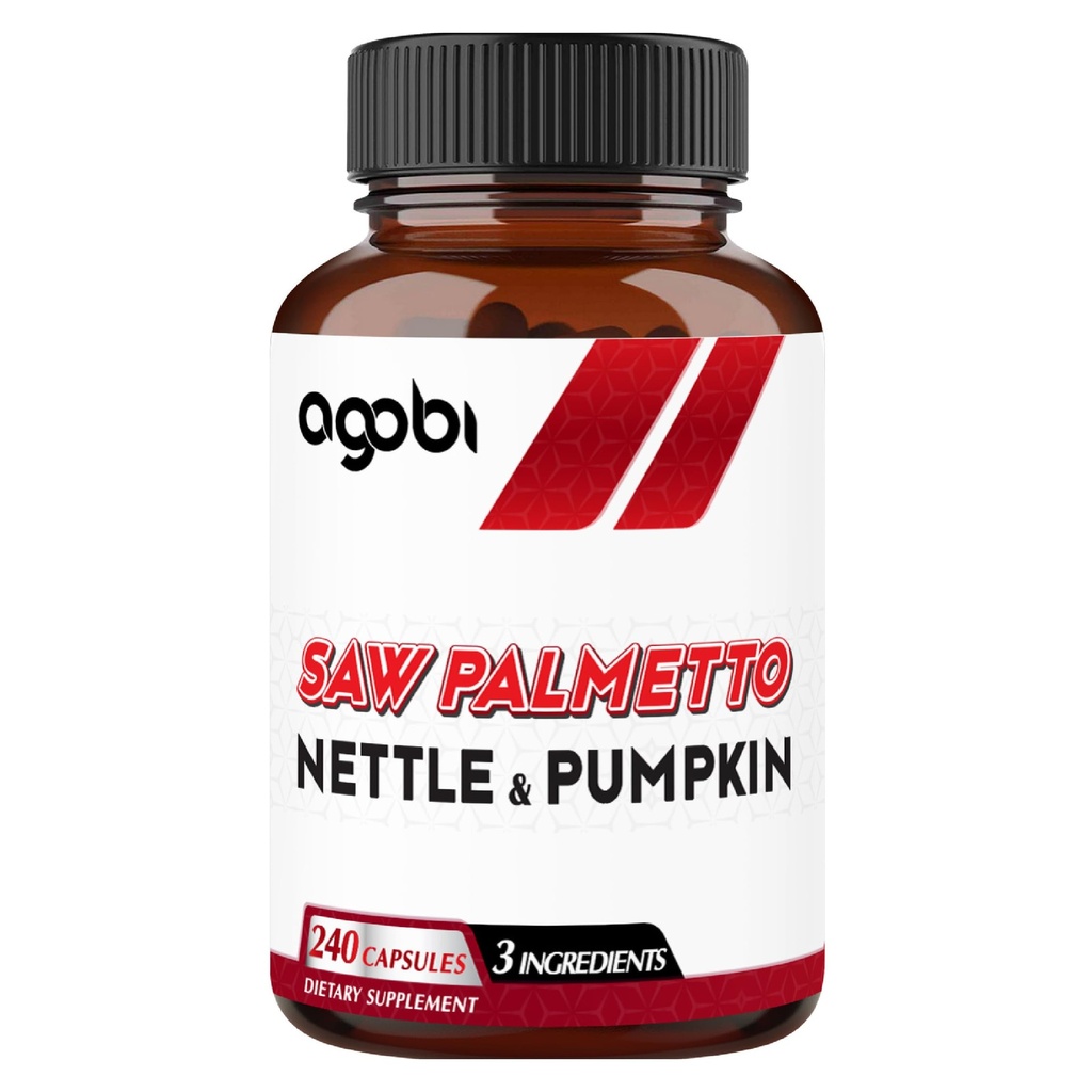 agobi Saw Palmetto Integratore con Piccole Foglie & Pumpkin - Supporto per Mood riposante, Salute Capelli, Sistema Immune & Produzione Energetica - 240 Capsule Veggie per 4-Month Suppply