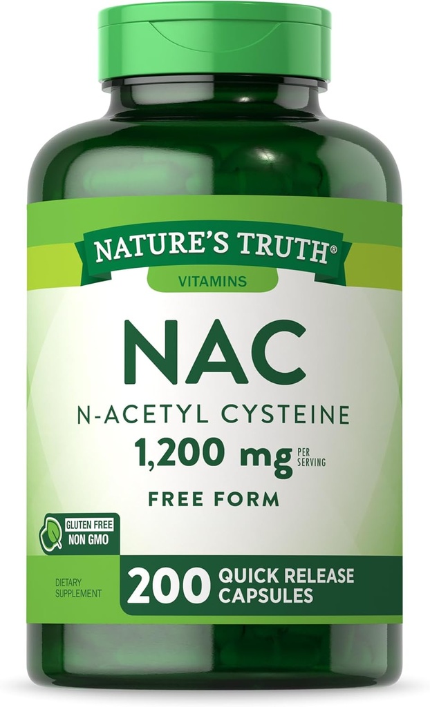 La verità della natura NAC N-Acetyl Cysteine | 1.200 mg | 200 capsule | Aminoacido forma libera | Non-OGM & Gluten Supplemento gratuito