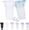 Shaker Bottiglia Protein Shakes Cup e 10-Ounce/300ML Shaker-Bottle con palline di Whisk, Set di bottiglie di Shakers Protein, plastica non-BPA (White+Blue(2PCS))