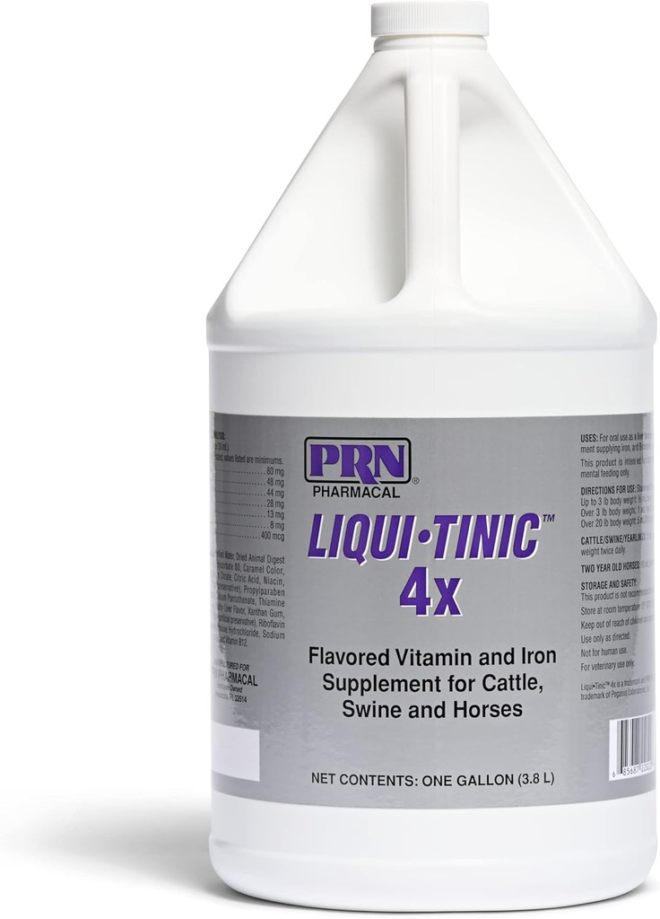PRN Pharmacal Liqui-Tinic 4X - Ferro e Vitamine Supplemento nutrizionale orale per gli animali domestici- fegato-aromaed Supplemento con Ferro e B-Complex Vitamine per sostenere il benessere - 1 gallina