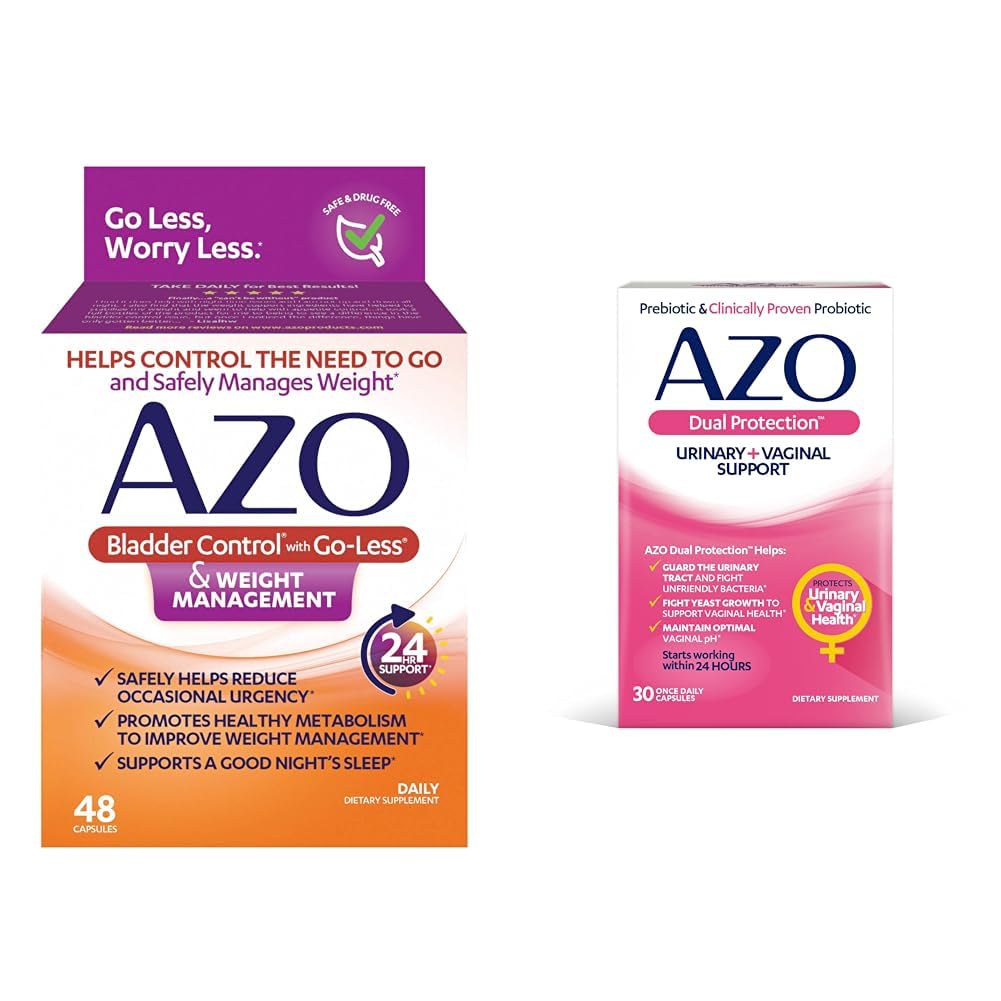 AZO Bladder Control con Go-Less® & Weight Management Integratore alimentare & Dual Protection | Supporto urinario + vaginale*