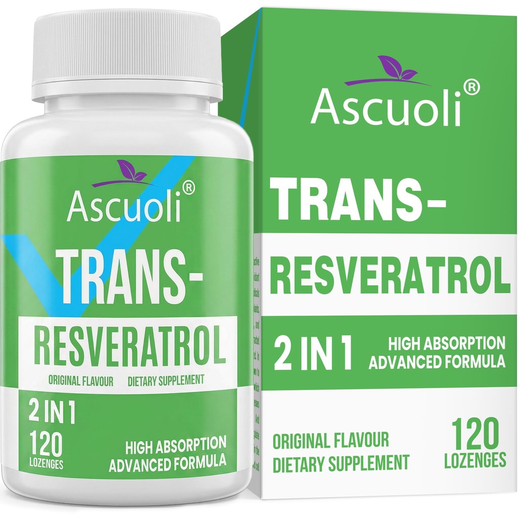 Sublingual Trans-Resveratrol Purity 99%, 3-in-1 Advanced Formula Resveratrol Supplement per Boost NAD+, Immune & Energy Support, Anti-invecchiamento, Pelle & Salute complessiva, 120 Lozenge (120-Day Supply)