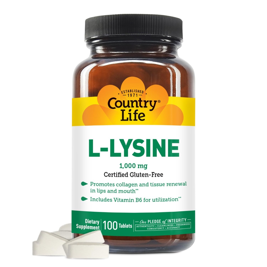 COUNTRY LIFE VITAMINI L-Lysine 1000 Mg con B-6, 2.5 Pounds