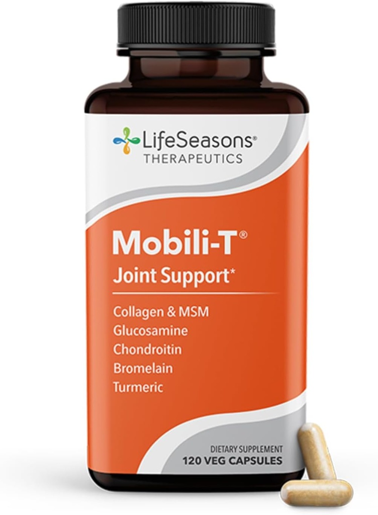 LifeSeasons Mobili-T - Integratore di supporto congiunto - Riduce Aches & Discomforts - Aumenta la gamma di movimento - Ricostruisci tessuto & cartilage - MSM Chondroitin Collagen Glucosamine & Turmeric - 120 Capsule