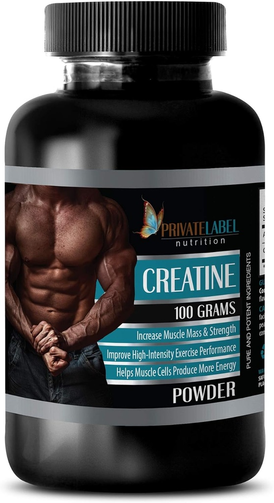 Integratori di potenziamento del muscolo LLC LABEL PRIVATO - Polvere CREATINE 100 Grammi - creatina monoidrato - 1 bottiglia (polvere 100G)
