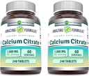 Incredibile Formulas Calcium Citrate Supplemento | 1000 Mg | Compresse | Non-GMO | Gluten Free | Made in USA (2 Pack, 240 Count)