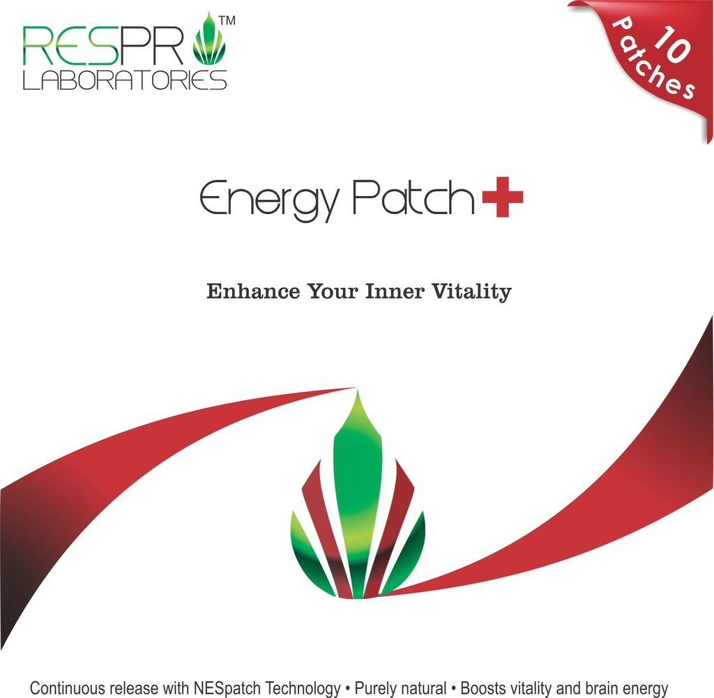 Respro Labs Natural Guarana e CoQ10 Energy Patch Plus, rilascio continuo, 10 patch