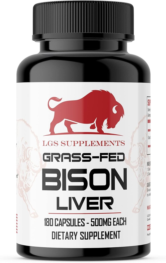Grass Fed Bison fegato capsule Supporta la produzione di energia, disintossicazione, digestione, immunità, ferro naturale non OGM, Freeze Dried Liver Health Supplement, 3000mg
