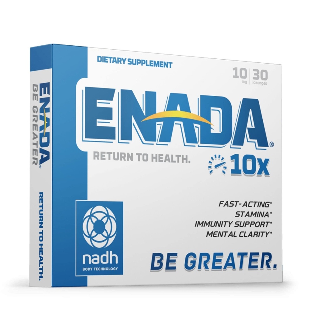 ENADA 10X NADH Supplemento con la formula di azione rapida per lo stile di vita attivo | Booster di energia naturale grande per Jet Lag, performance atletica e lo studio | Migliora Stamina e Clarity mentale | 30 Lozenge