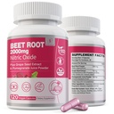 Estratto di radice di barbabietola 2000mg Integratori di ossido nitrico w/ Estratto di semi di uva, Estratto di melograno Supporta Circolazione & Flusso di sangue, Energia per uomini/donne, Polvere di barbabietola organica, Non OGM, 240 conteggi