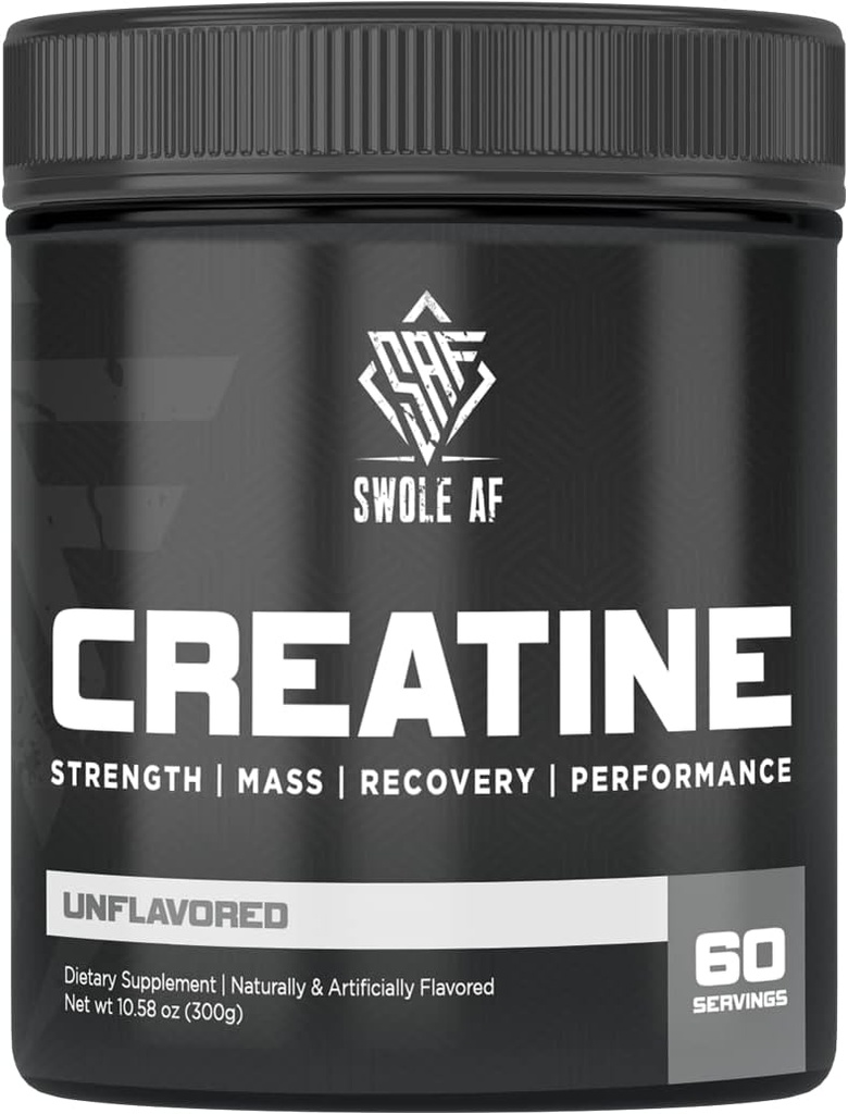Swole AF | CREATINE Mono | Pre & post allenamento per la crescita del muscolo guadagno Endurance & Recovery | Integratore alimentare per migliorare le prestazioni di potenza di resistenza e la crescita del muscolo