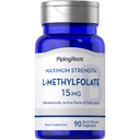 Piping Rock L Methylfolate 15 mg | 90 capsule | Max Potency | Supplemento acido folico attivo | Non-GMO, senza glutine