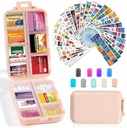 14 Grids Travel Pill Organizer Box con 415-Pcs Medicine Name Etichette - Pocket Daily Pharmacy Case Container Kit - Travel Medication Holder Dispenser per Fish Oil Vitamin Supplement Storage - Pink