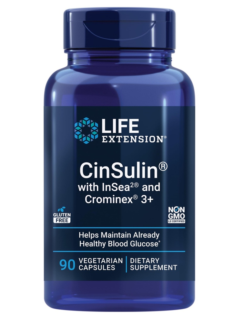 CinSulin® con InSea2® e Crominex® 3+, shilajit, amla Fruit, Cinnamon, Brown Seaweed, Supporta Metabolismo sano e sazietà, Senza glutine, Non OGM, Vegetariano, 90 capsule